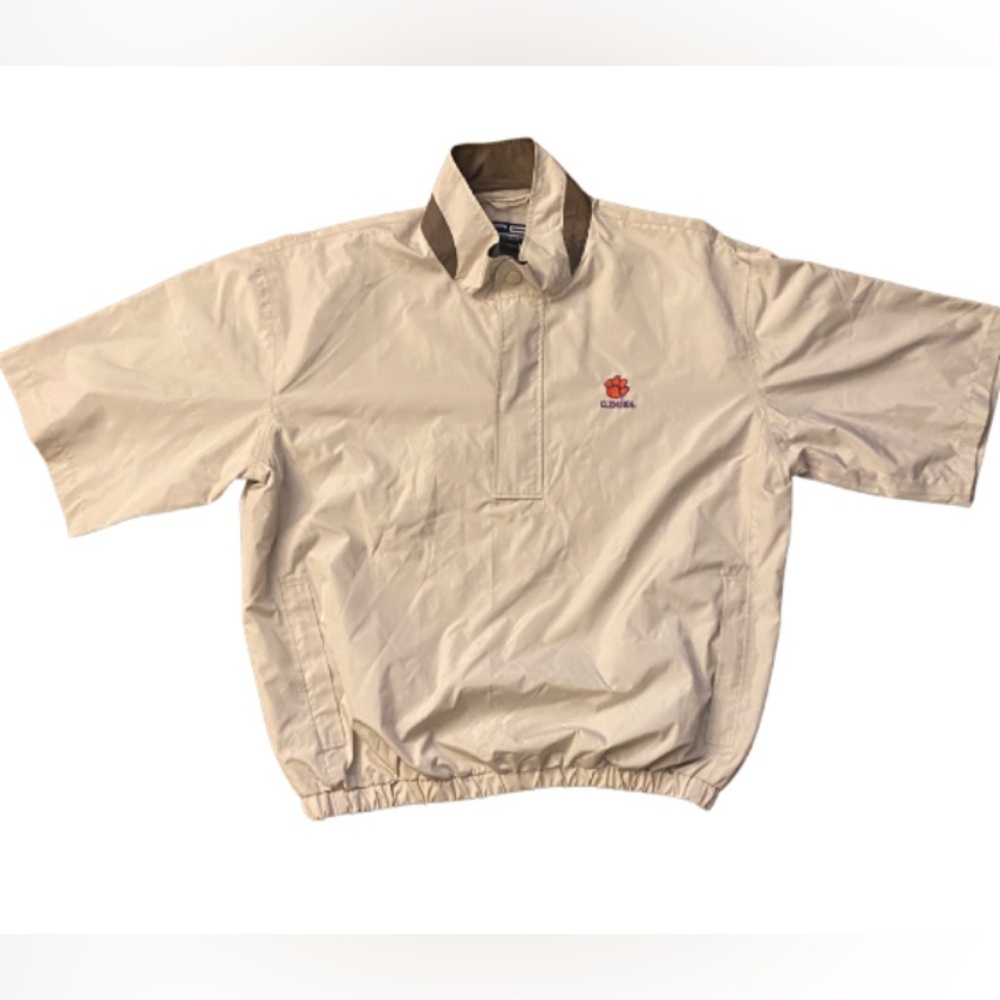 CLEMSON Beige Short Sleeve Lightweight Pullover with Logo
